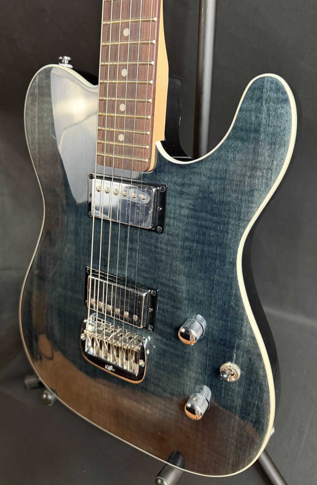 G&L ASAT Deluxe Electric Guitar Transparent Black Finish (083)