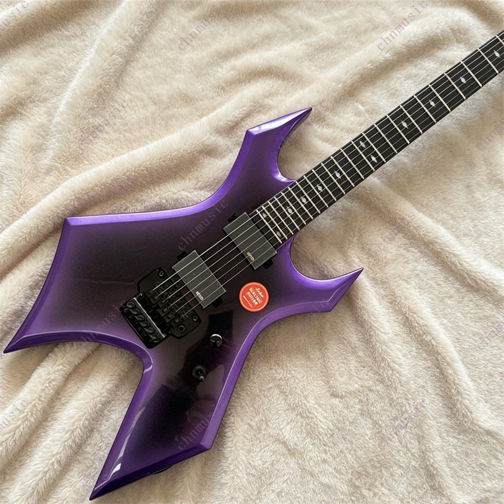 Warlock Extreme Solid Electric Guitar Stainless Rounded Fret FR Bridge Purple