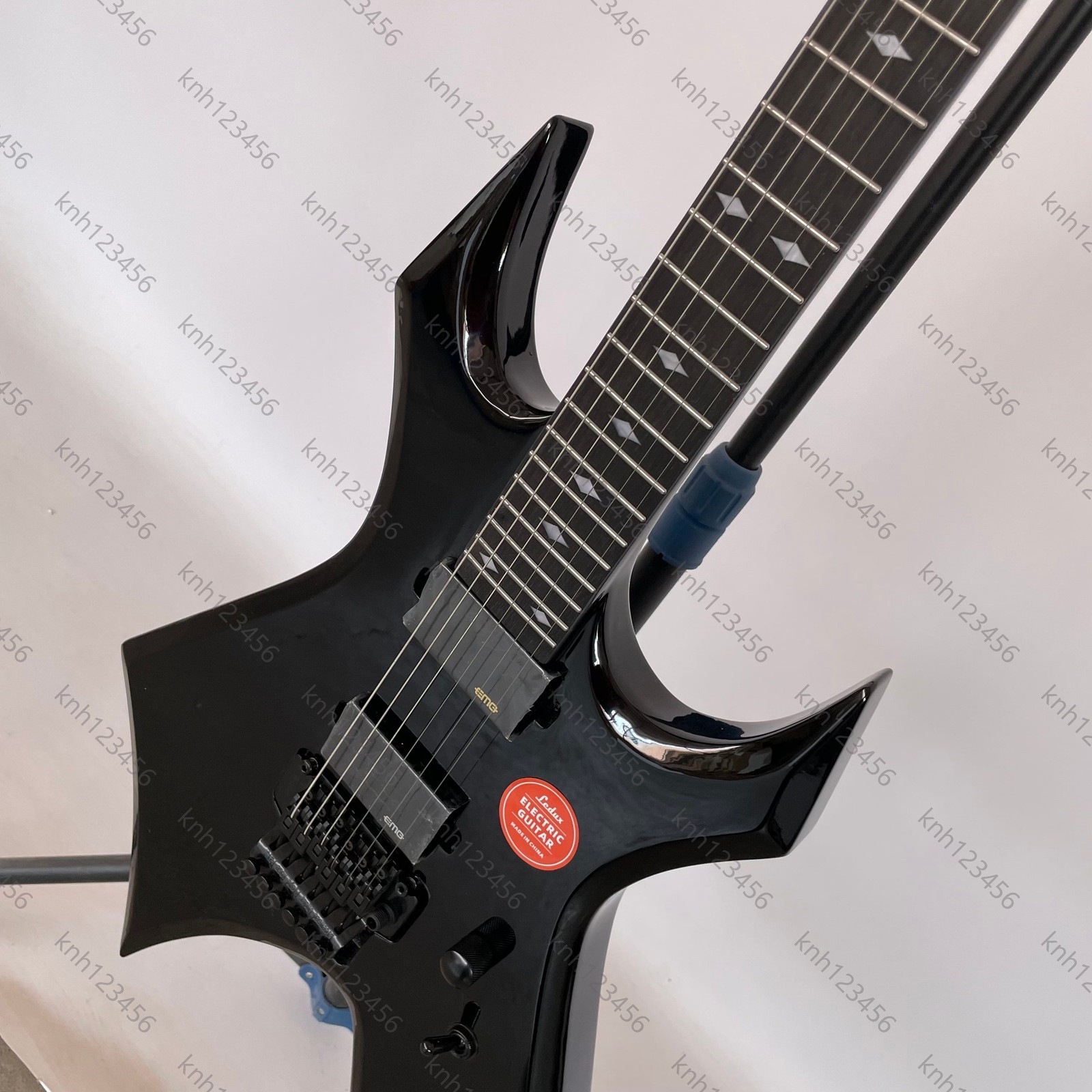 Gloss Black Sharp Multi Electric Guitar HH Pickups Double Tremolo Free Ship