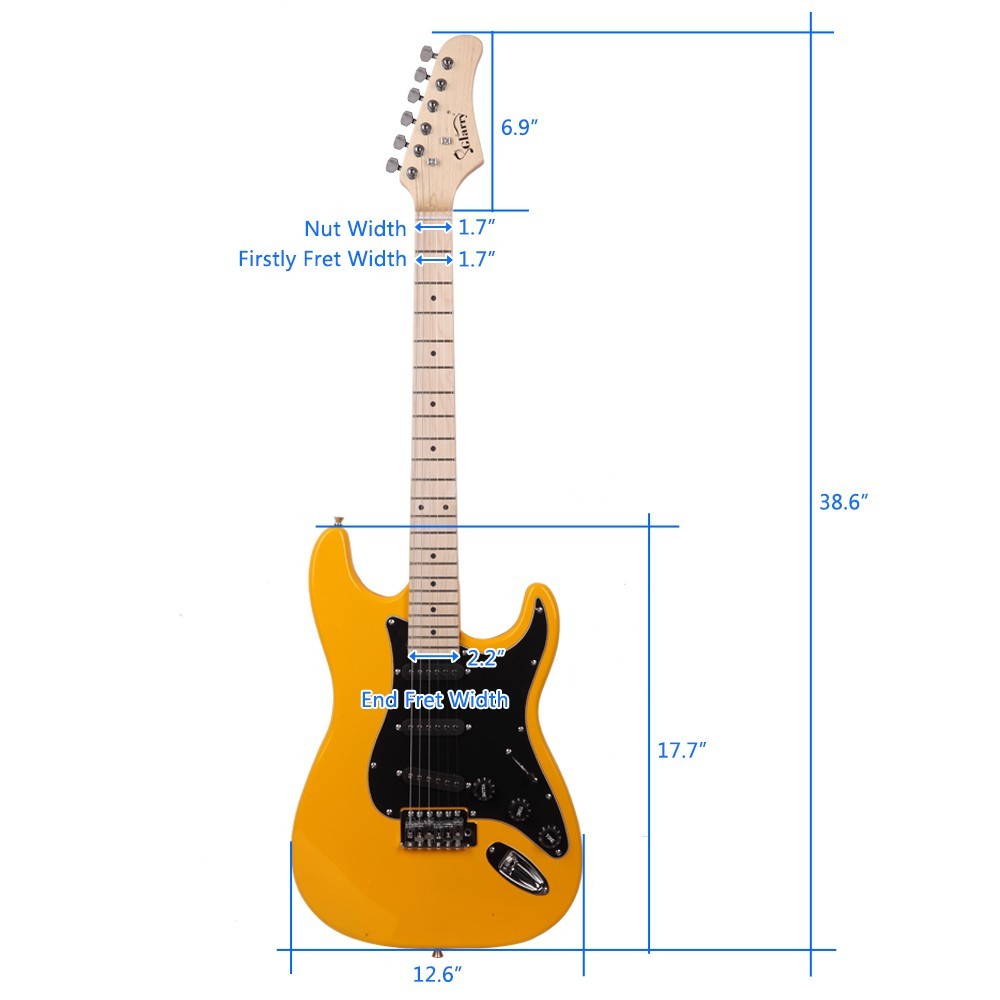 🎸FAST, FREE SHIPPING!🎸S Style Electric Guitar +Case/Strap +Whammy/Trem +Strap!