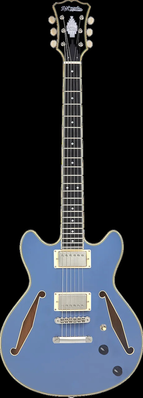 D’Angelico Excel Mini DC Tour Semi-hollowbody Electric Guitar – Slate Blue