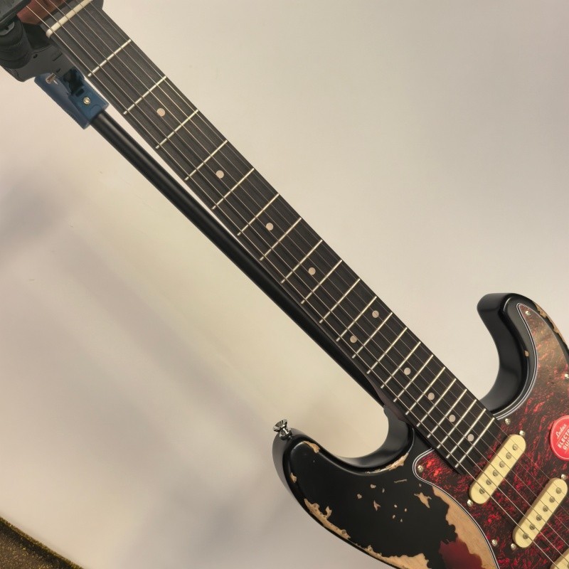 S-T Solid Electric Guitar aged Stainless Rounded Fret Edge Black no LOGO