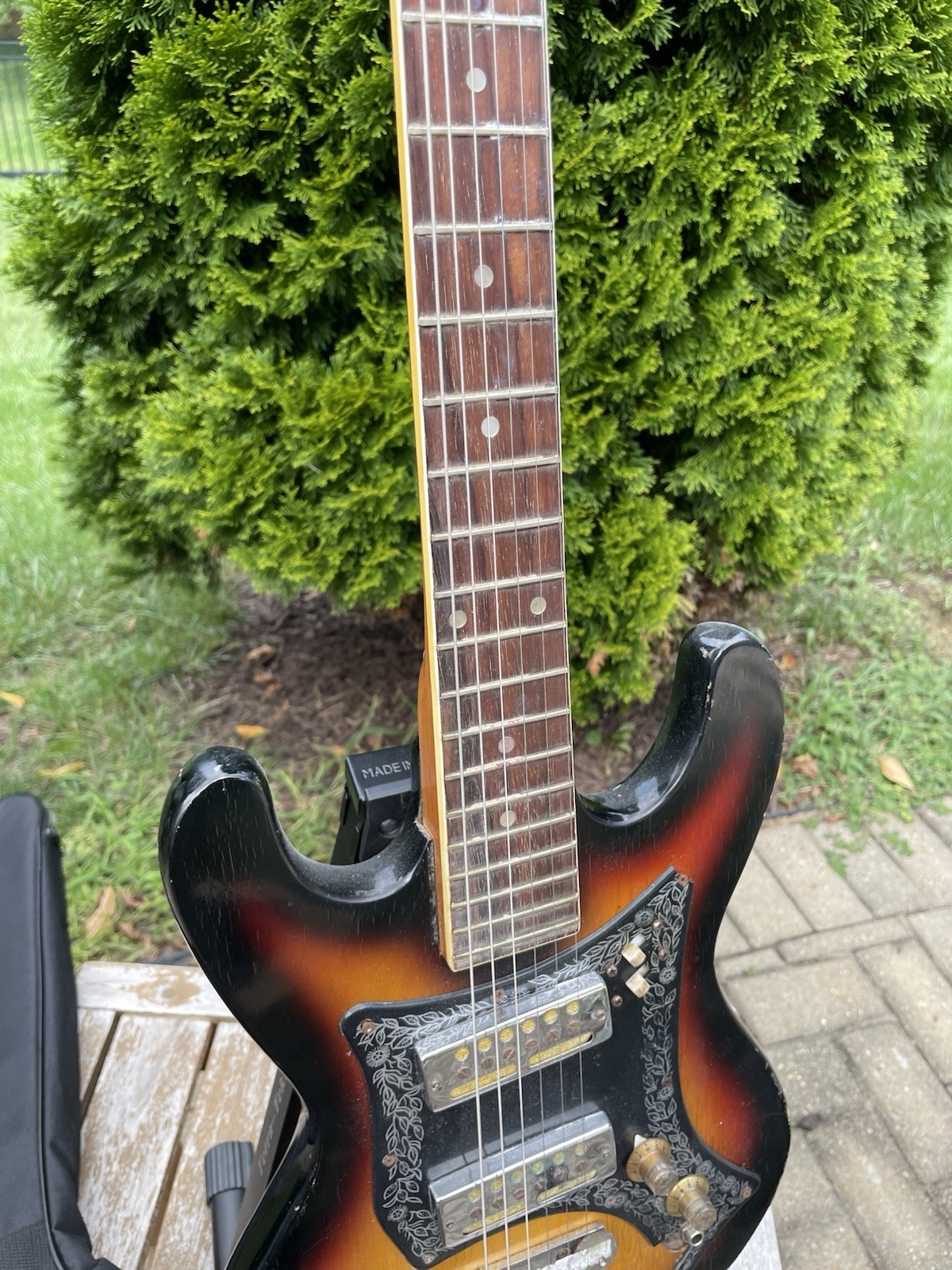 Vintage 60s Teisco Sunburst 2 Gold Foil Pickup Japan Electric Guitar FREE SHIP