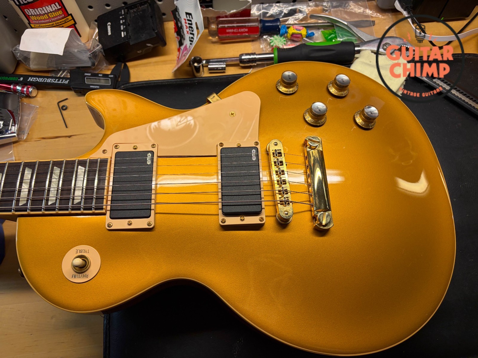 2009 Gibson Limited Edition Les Paul Standard Piezo Gold Top #142/1000 EMG OHSC