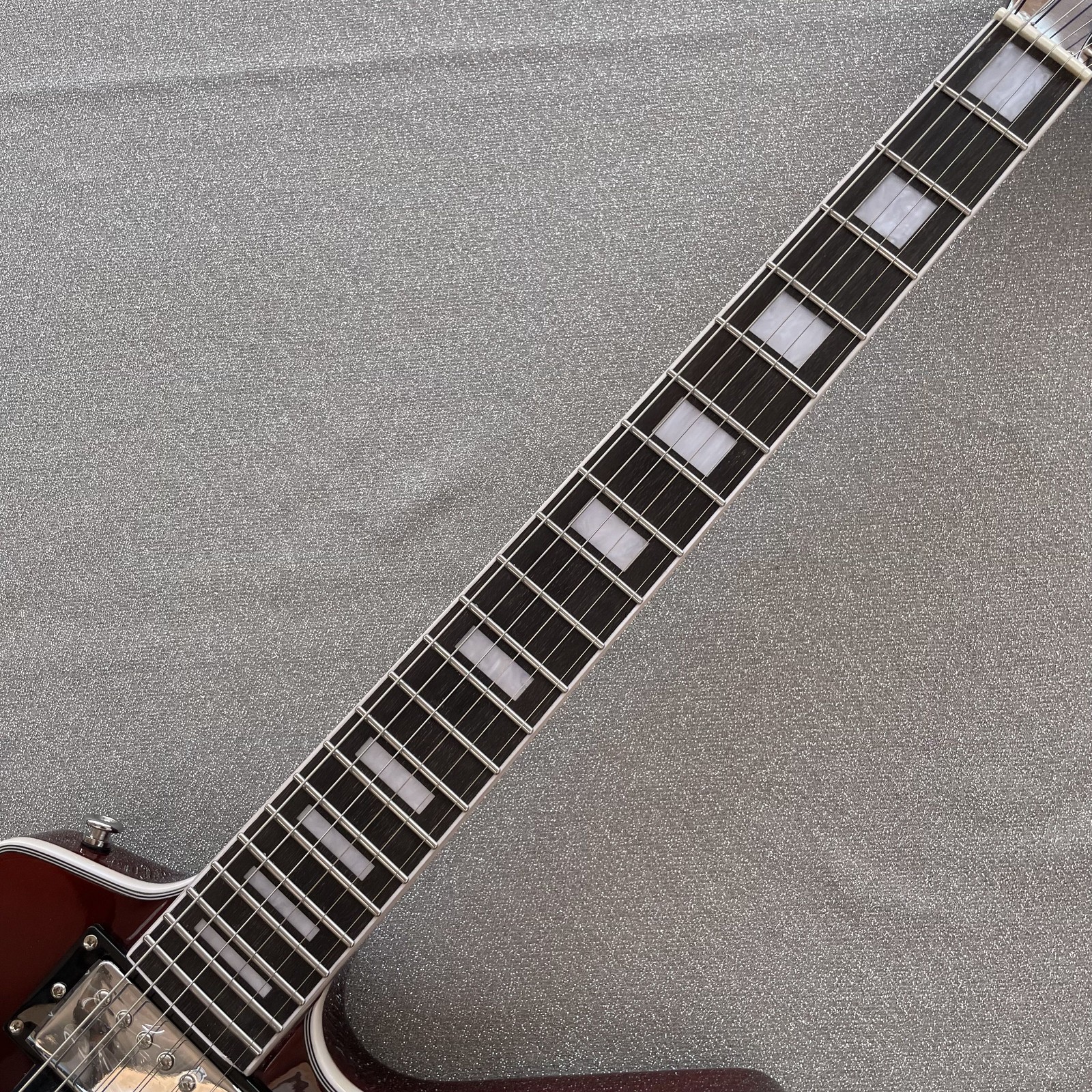 Handmade Electric Guitar HH Pickups wine red Rounded fret Edge fast Chrome