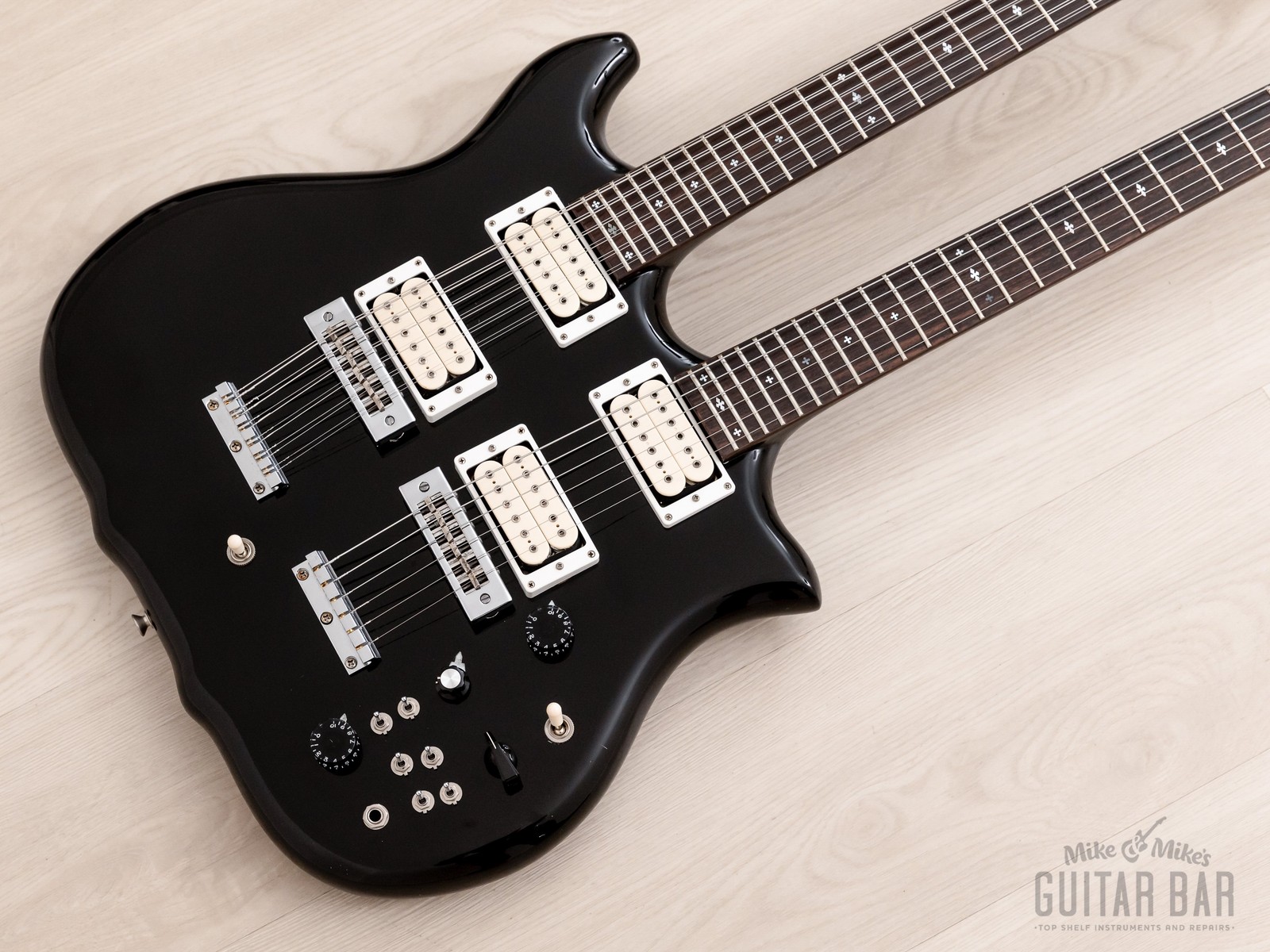 1981 Kawai F-1 Double Neck Vintage Guitar Black Near-Mint w/ Case, Hangtags