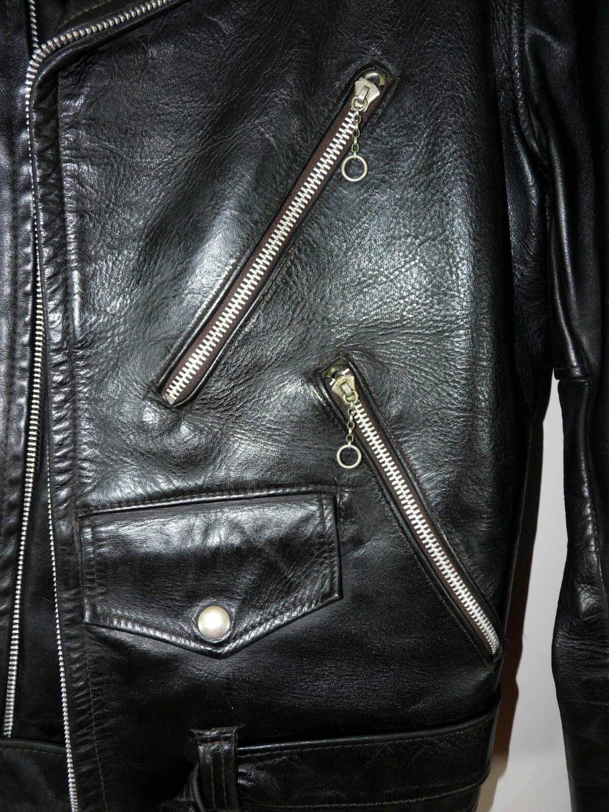 Vintage Grais Pony Leather Genuine Motorcycle Jacket Durable Classic Cafe Racer