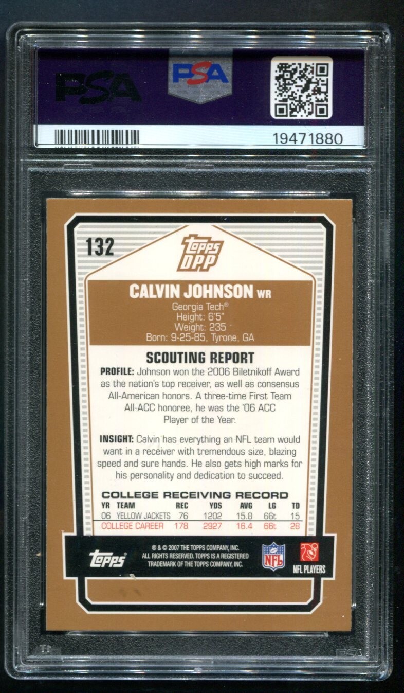 2007 Topps Draft Picks Calvin Johnson RC #132 PSA 10 GEM MINT HOF 💎