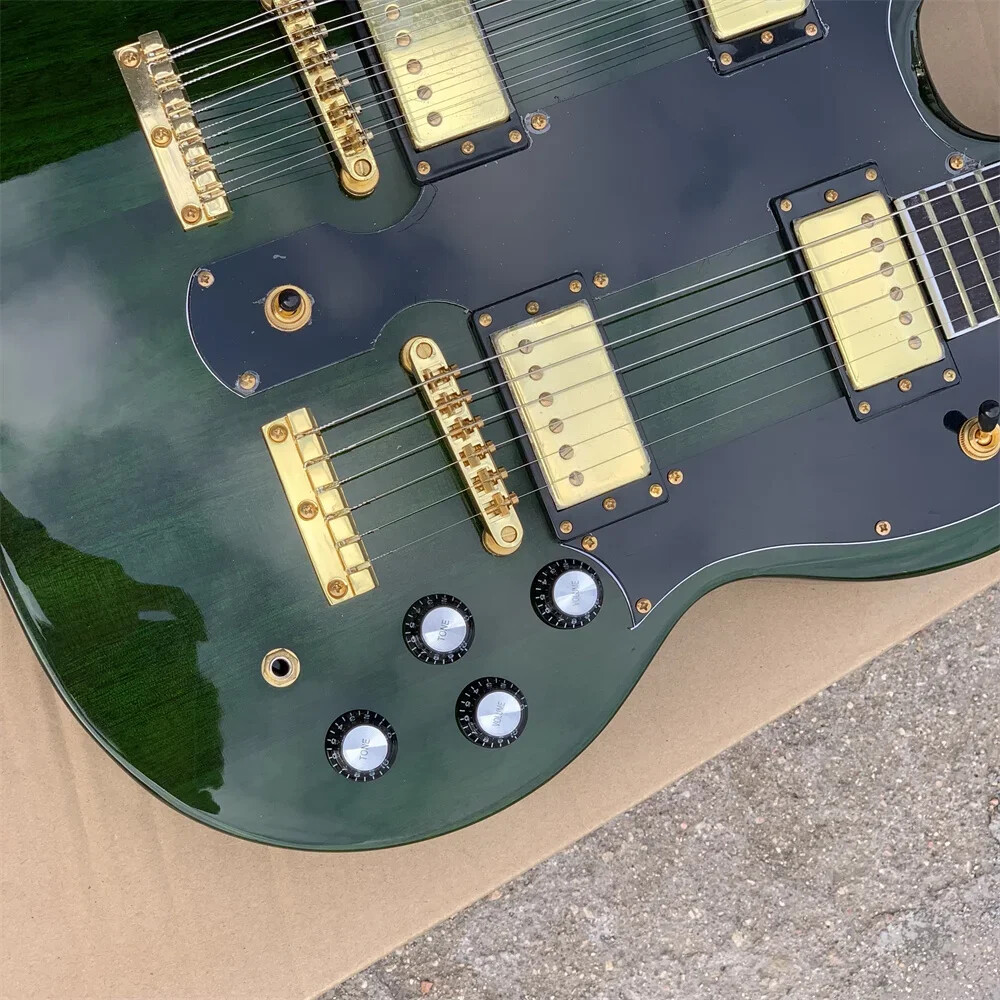 Hot Sale Green Double Neck Electric Guitar 6/12 Strings Guitar High Quality