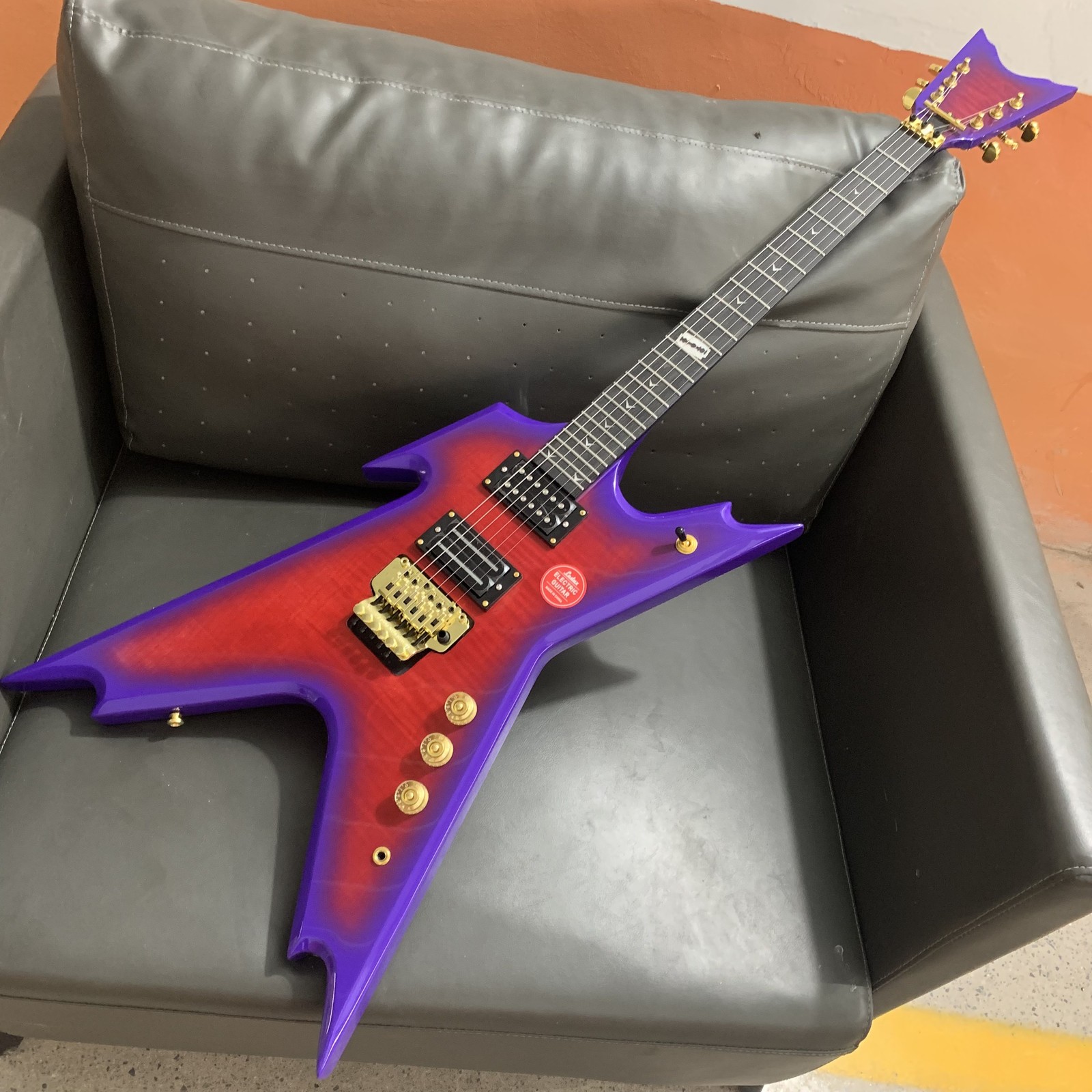 Purple Red Burst Razor V Electric Guitar for Metal Hard Rock Players HHFR Bridge