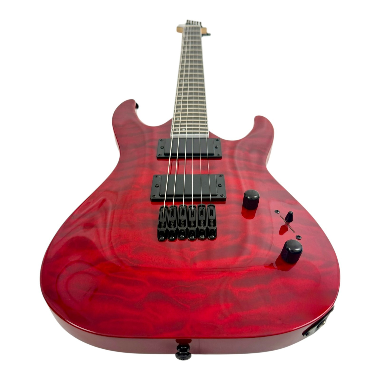 Haze HAX Active Humbuckers 24 Frets Electric Guitar – Dark Cherry Tiger – 6LFQRD