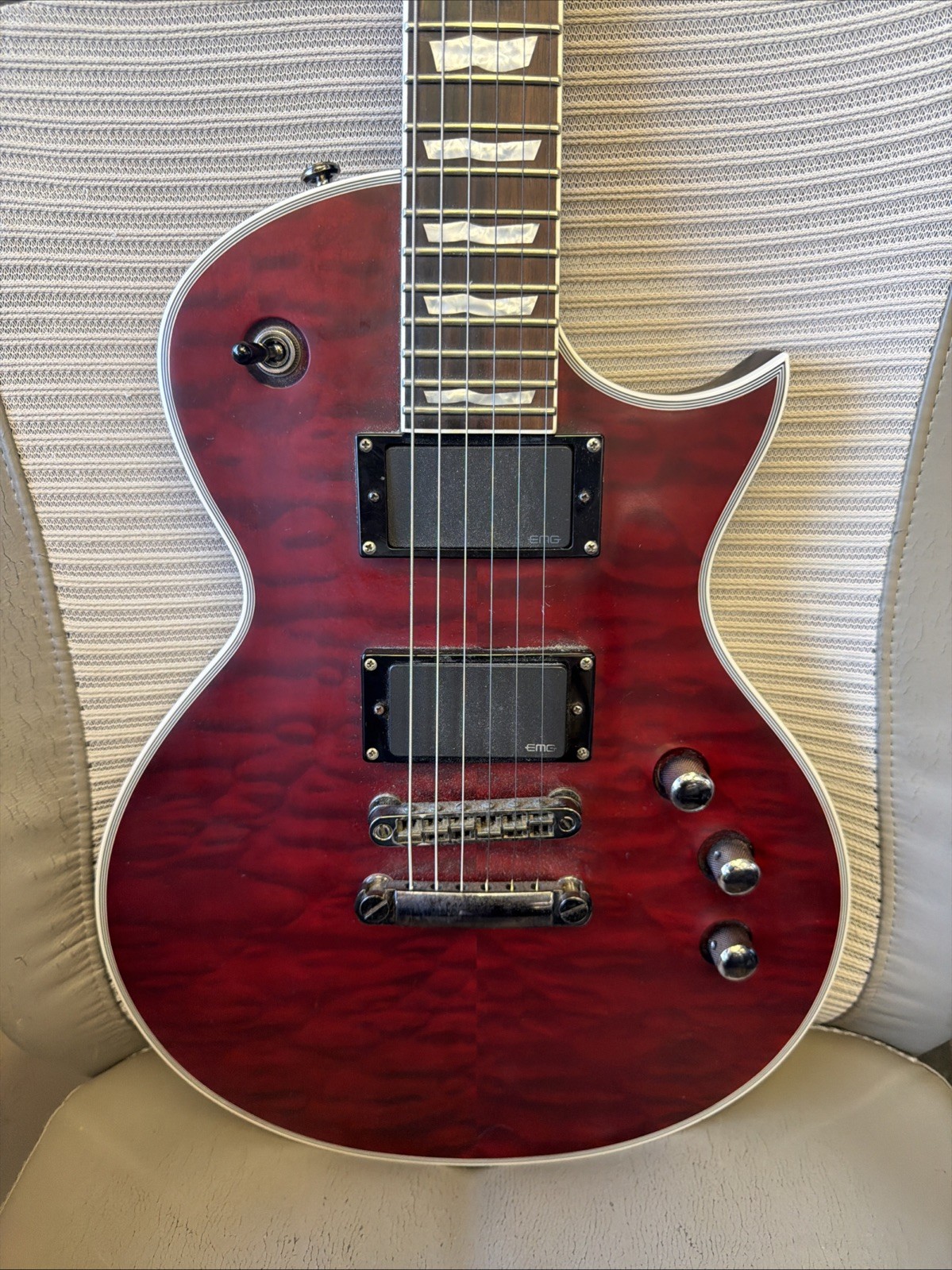 ESP LTD EC-401QM Electric Guitar See-Thru Black Cherry Sunburst Hardly Used Mint