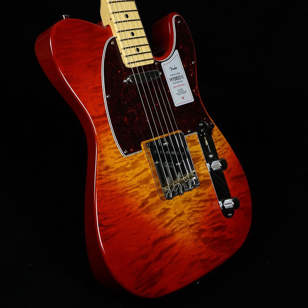 Fender 2024 Collection MIJ Hybrid II Telecaster Flame Sunset Orange Transparent