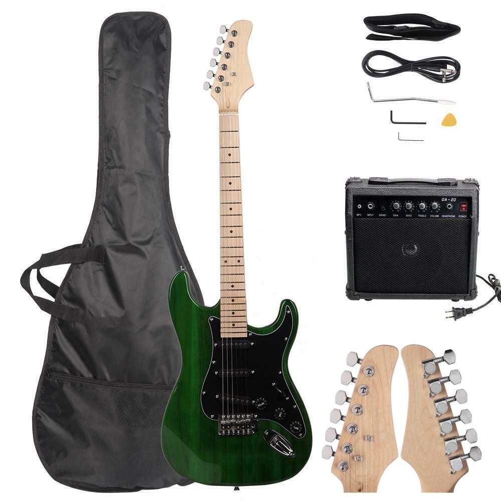 New Student Green Right Hand Full-Size Electric Guitar Kit +20W +Bag +Strap