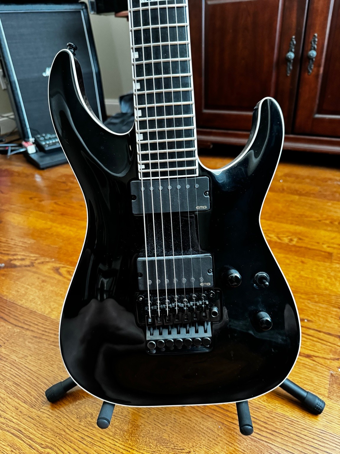 ESP E-II Horizon FR-7 7-String Electric Guitar Black EMG 57/66 OHSC