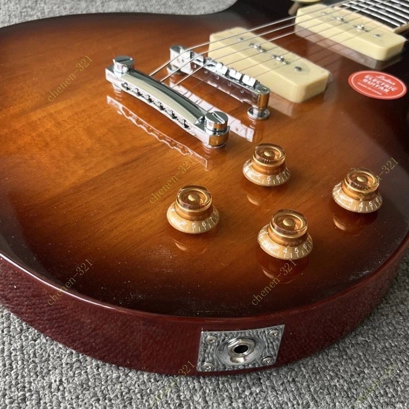 Solid Electric Guitar P-90 Pickup Stainless Fret Vintage Sunburst Unbranded