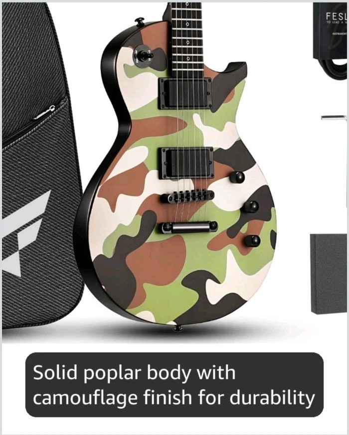 NEW CAMOUFLAGE LP STYLE Felsley FLP400 Electric Guitar. NICE!! FAST SHIPPING!!