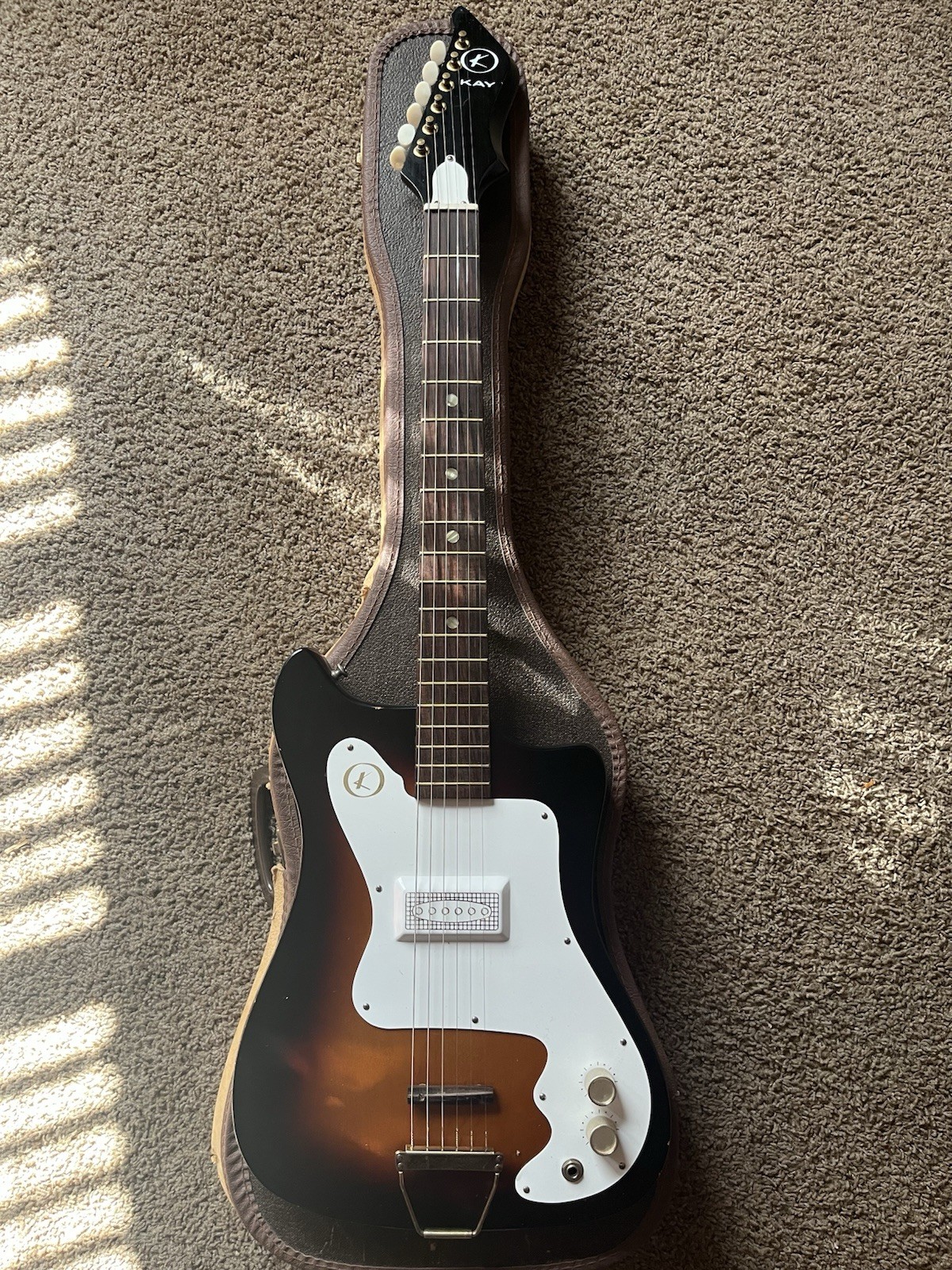 Kay K100 Vanguard Electric Guitar Sunburst – 1960s