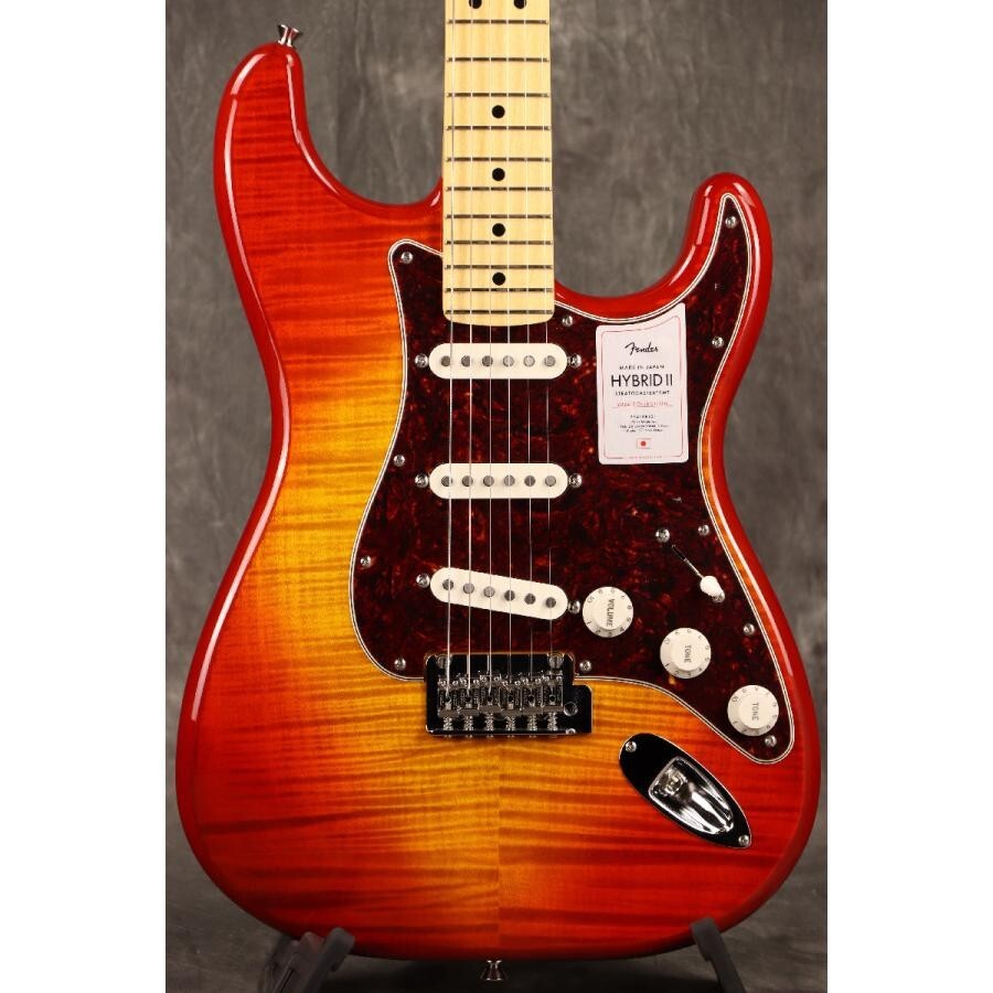 Fender 2024 Collection MIJ Hybrid II Stratocaster Flame Sunset Orange Transparen