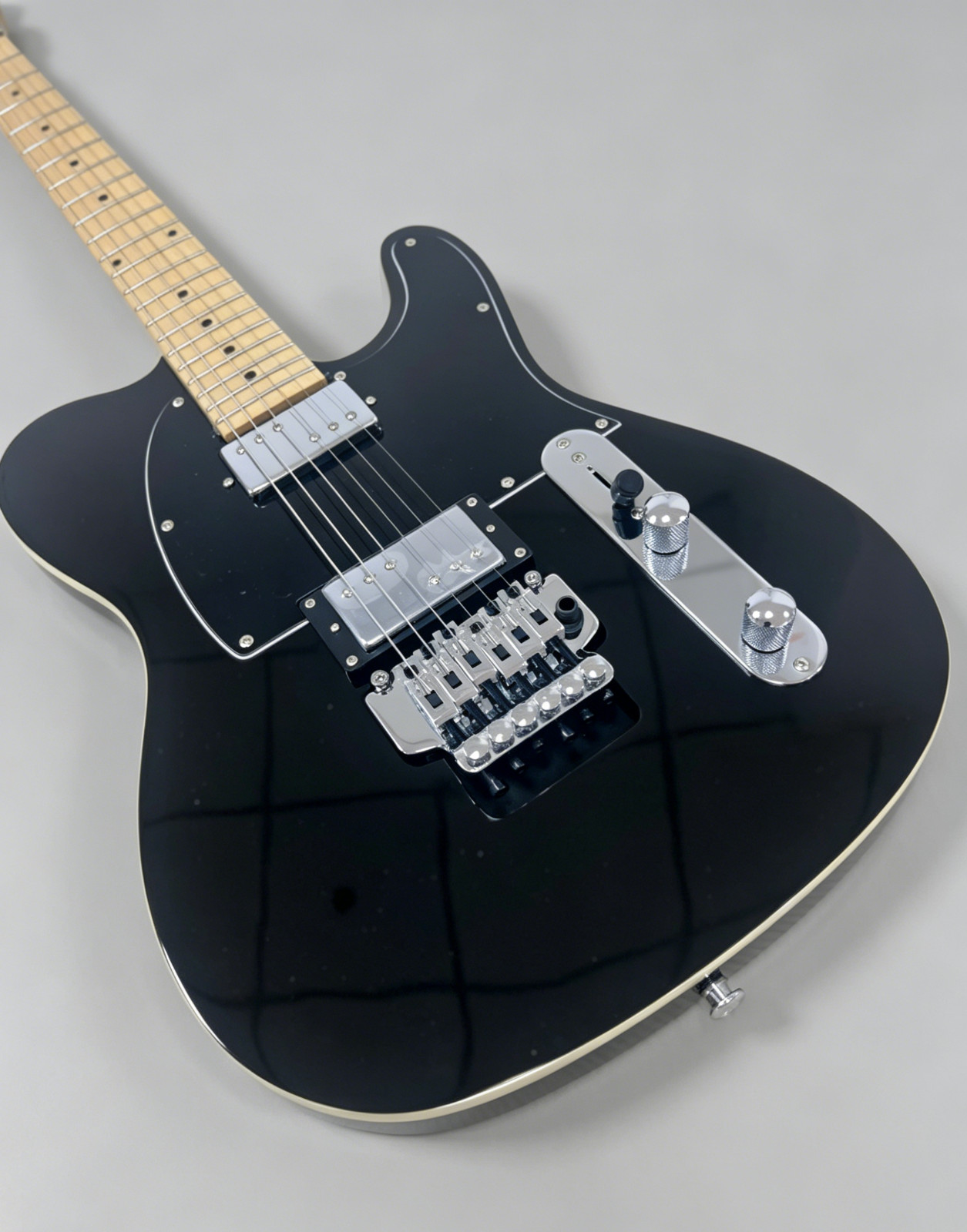 US STOCK gloss Black TL Style Guitar Floyd Rose Tremolo Maple Neck Fast Ship
