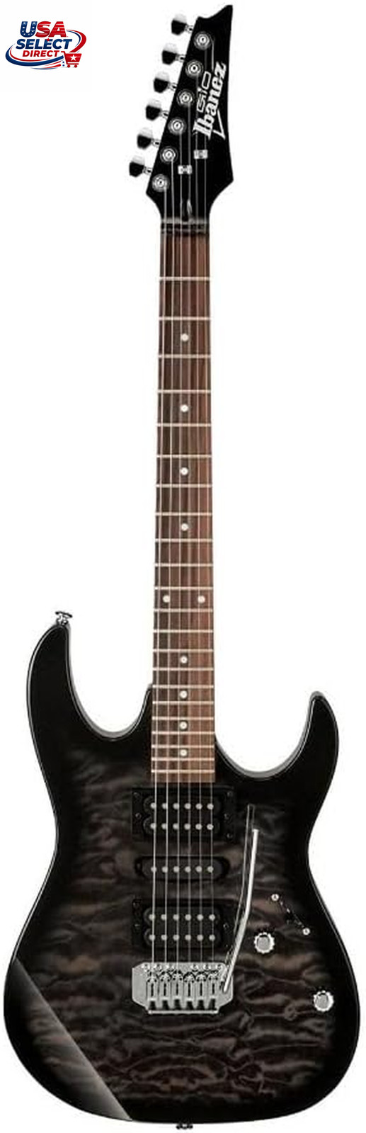 GIO Series GRX70QA Transparent Black Sunburst Guitar