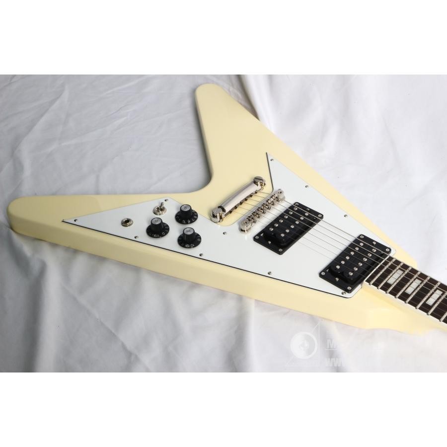 Edwards E-FV-LTD Vintage White Flying V type electric guitar with gig bag