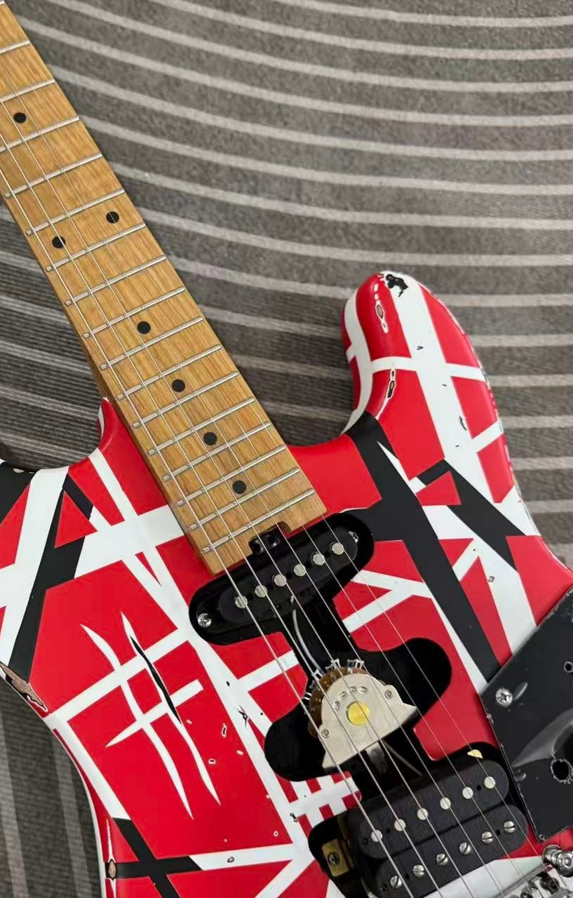Low-price sale of 6-string electric guitar, handcrafted distressed finish