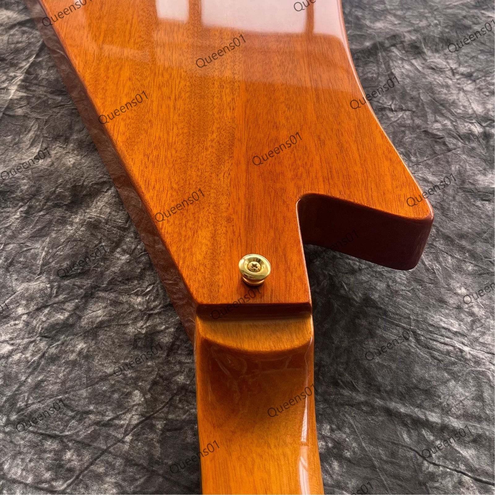Unique Electric Guitar Stainless Steel Frets Gold Hardware Solid Natural US Ship