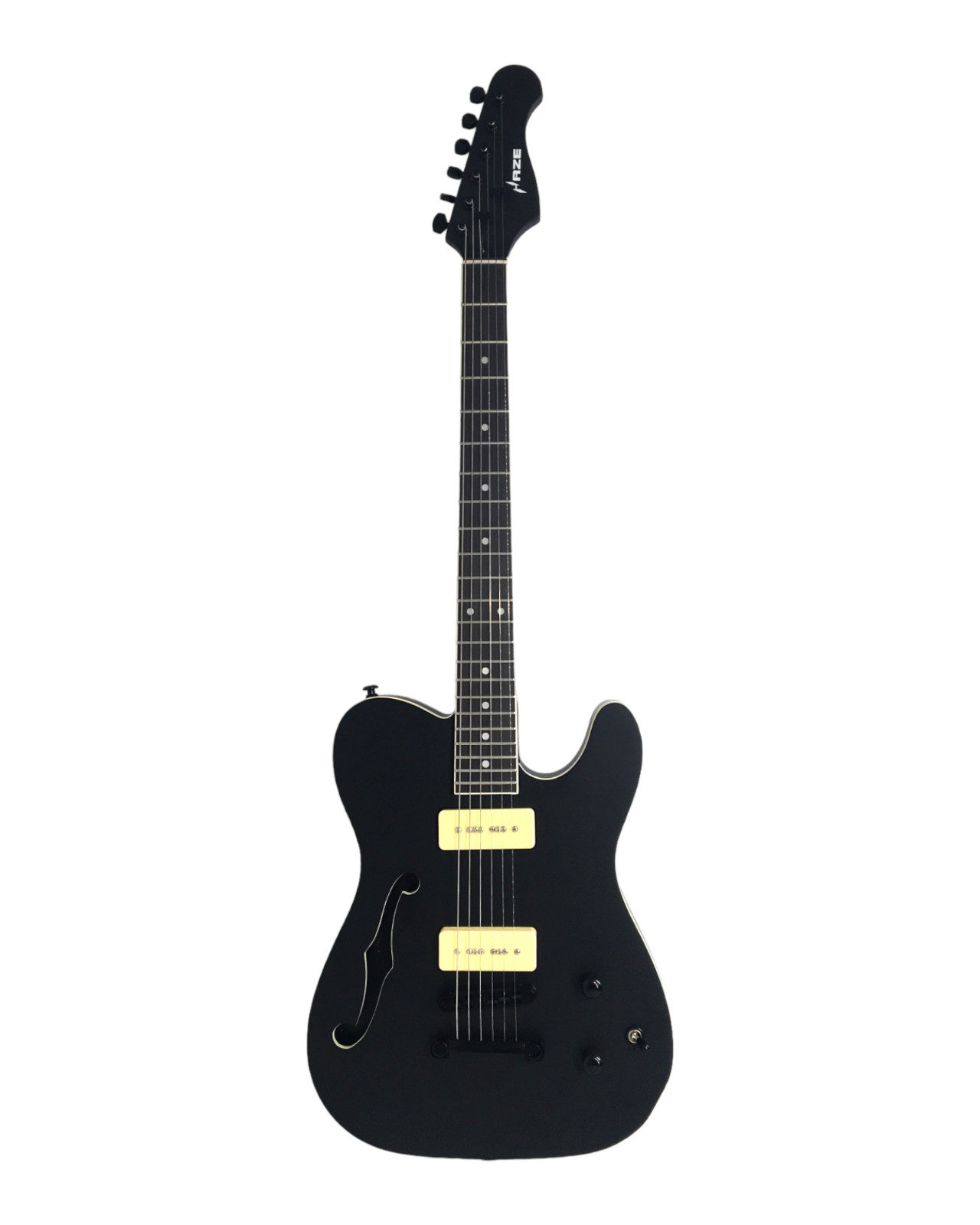 Haze Satin Black Semi-Hollow Body Electric Guitar, H-H + Free Gig Bag. HSE-501BK