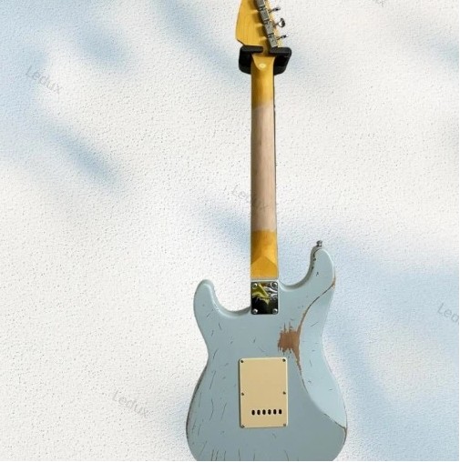 Light Blue Vintage Electric Guitar 6 String Chrome Part 3S Pickups Tremolo