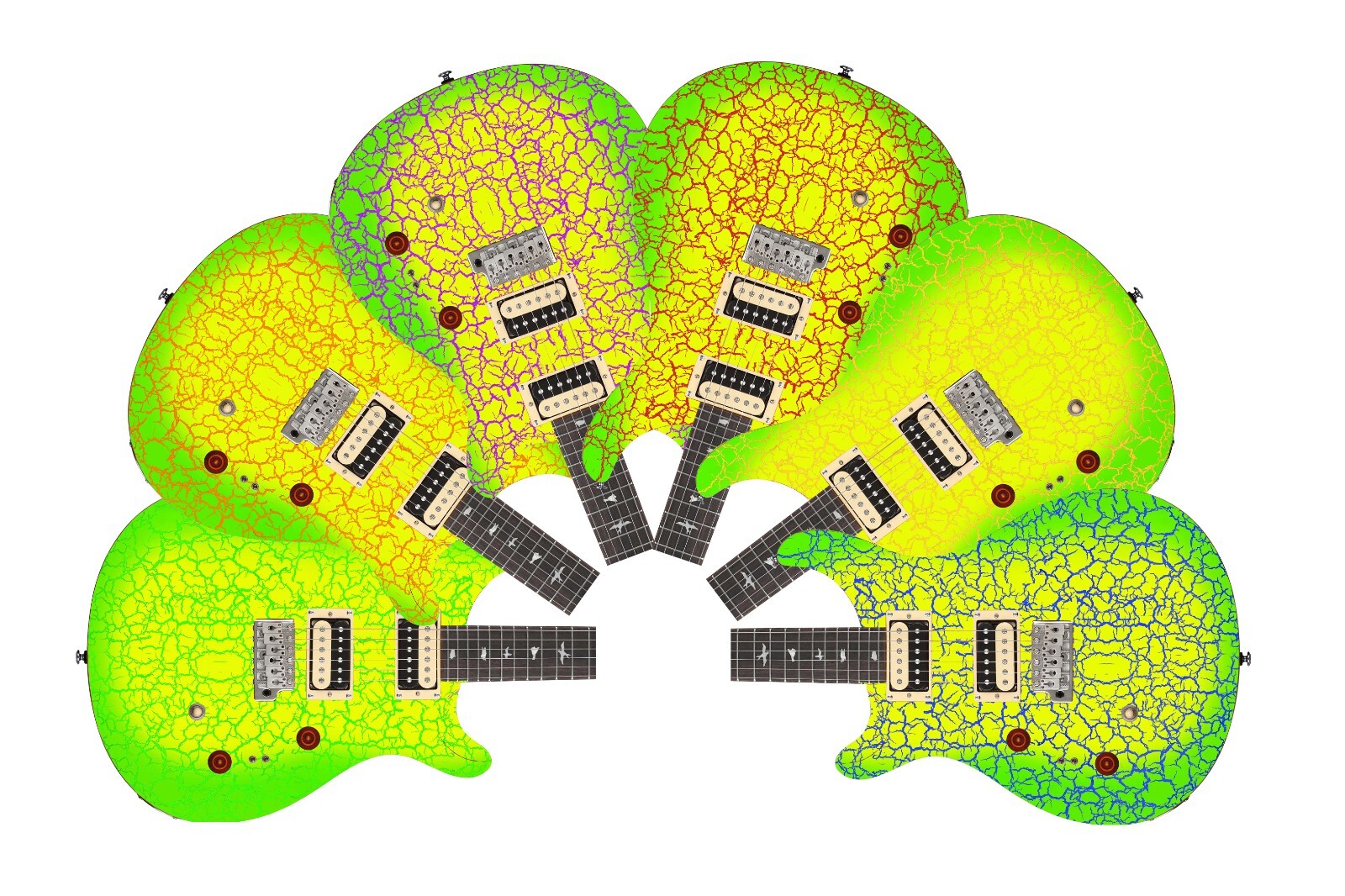 Guitar Wrap Skin Reface Iconic 80’s Burst 6 Volt Crackle Lime Light 1219