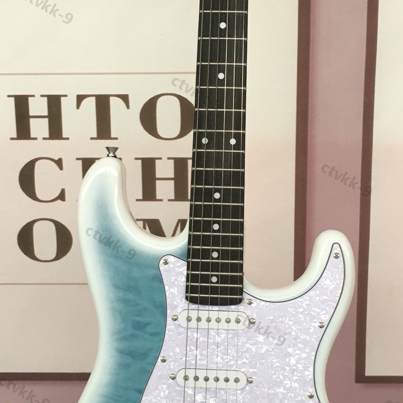 Solid Body Electric Guitar Quilted Maple Top SSH Chrome Tremolo Free Shipping