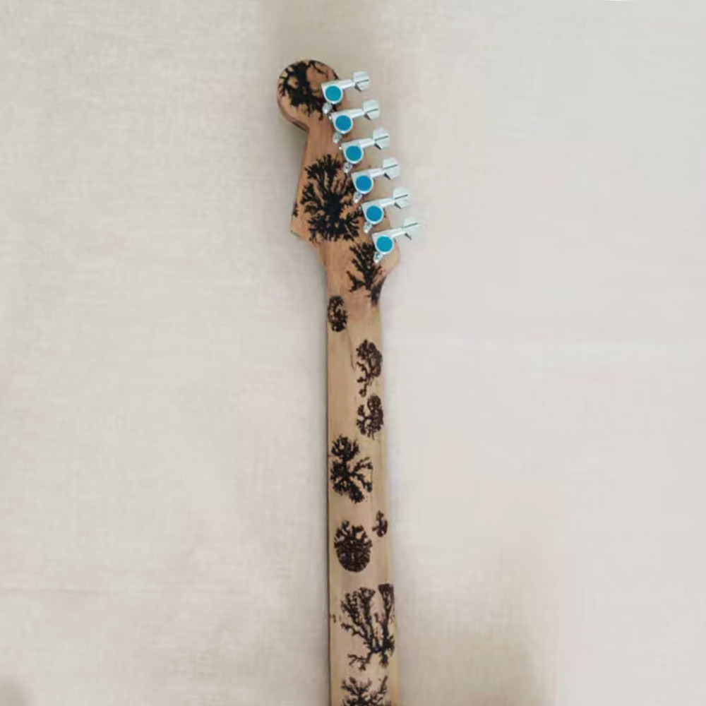 6 String Ash ST Lightning Struck Wood Electric Guitar Tremolo 3 Single Pickup