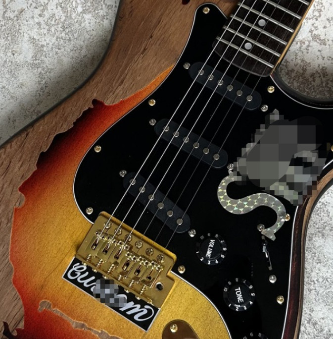 Custom Handmade SRV Brown ST Electric Guitar Gold Hardware SSS Pickups