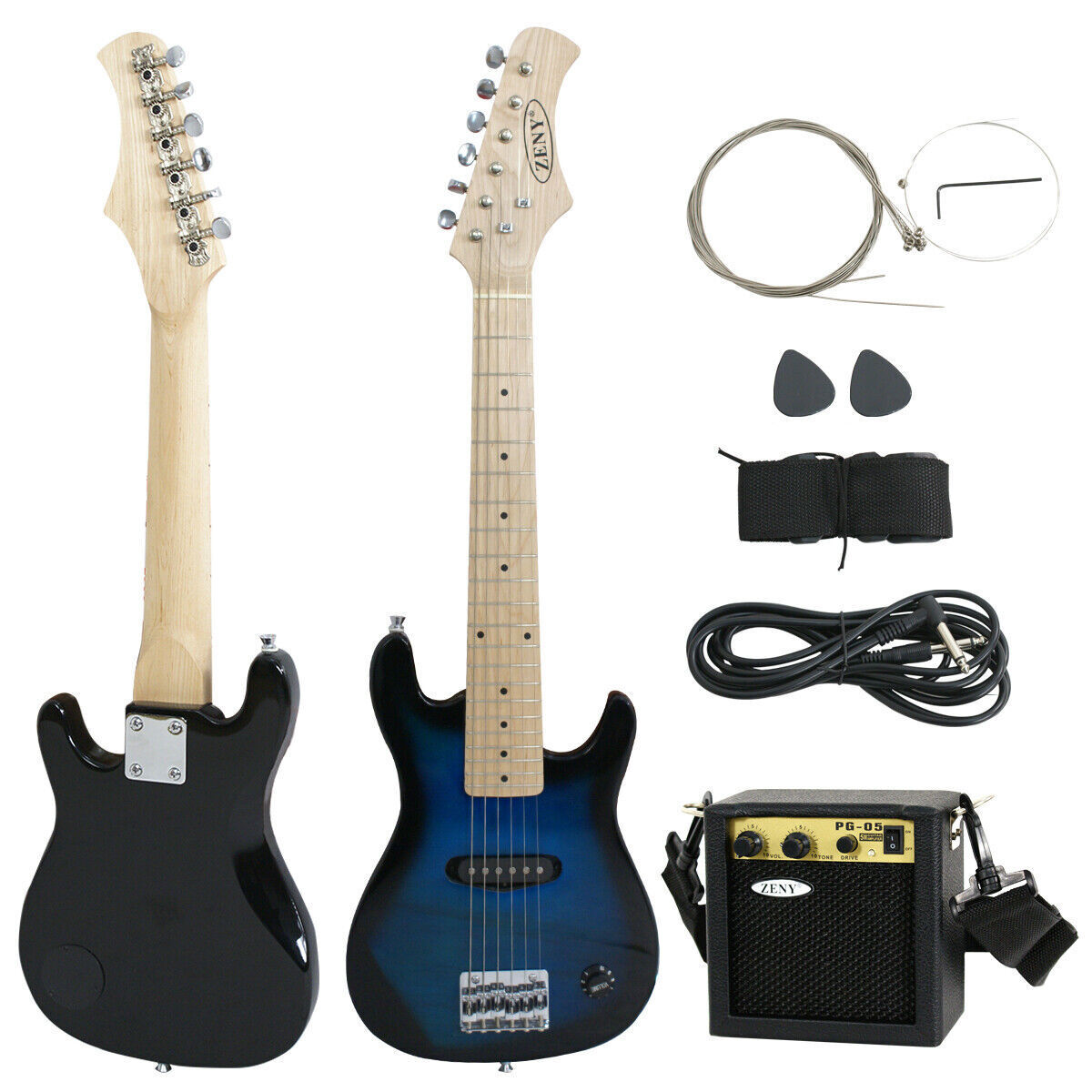 30″ Kids Electric Guitar with Amp, Strap, Strings and Picks Combo Accessory Kit