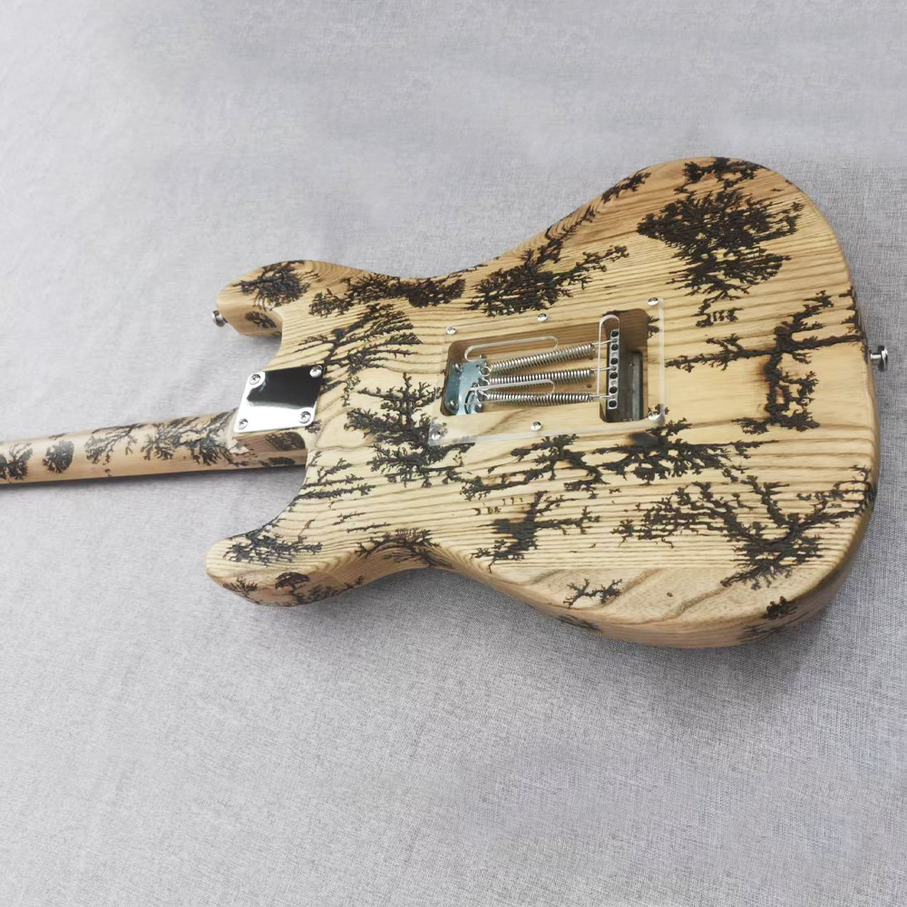 6 String Ash ST Lightning Struck Wood Electric Guitar 21frets natural CR part