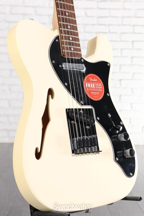 Squier Affinity Series Telecaster Thinline Electric Guitar – Olympic White with