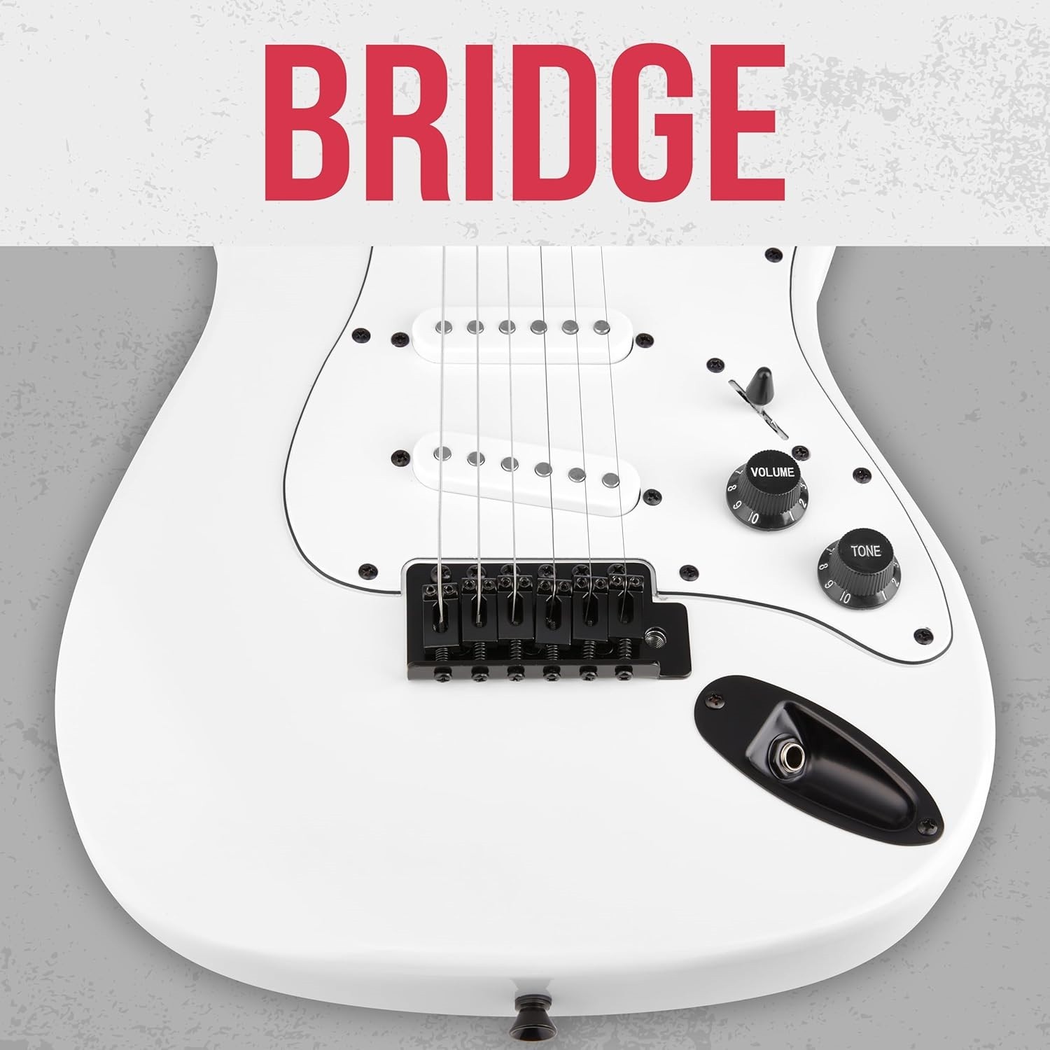 LyxPro CS 36in Electric Guitar Kit Amp Cable 6 Picks Guide Beginner White