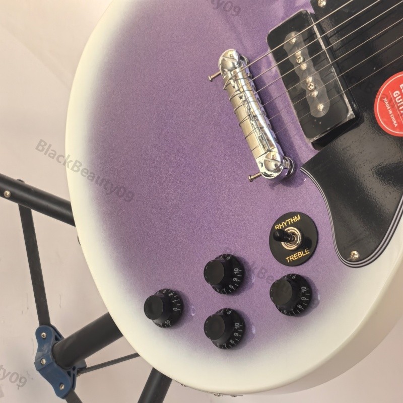 Solid Body Electric Guitar Purple Burst 2 P90s Wrap HW Stainless Rounded Fret