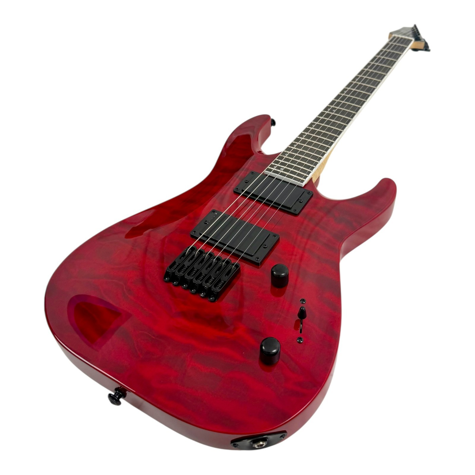 Haze HAX Active Humbuckers 24 Frets Electric Guitar – Dark Cherry Tiger – 6LFQRD