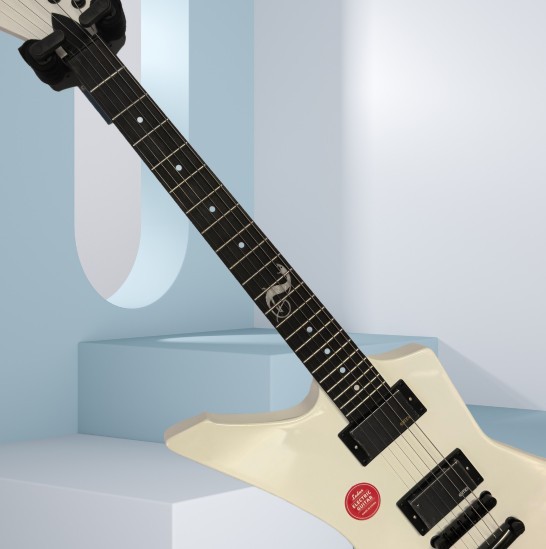 White left handed Electric Guitar Snakebyte Mahogany Body black hardware factory