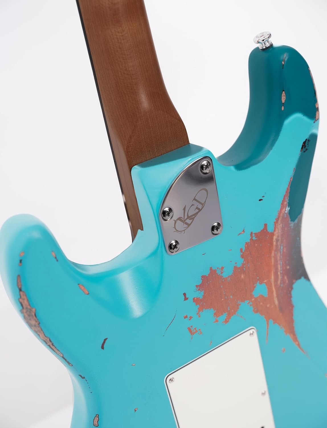 Relic S-Type Electric Guitar in Miami Blue, Stainless Steel Frets,Roasted Maple