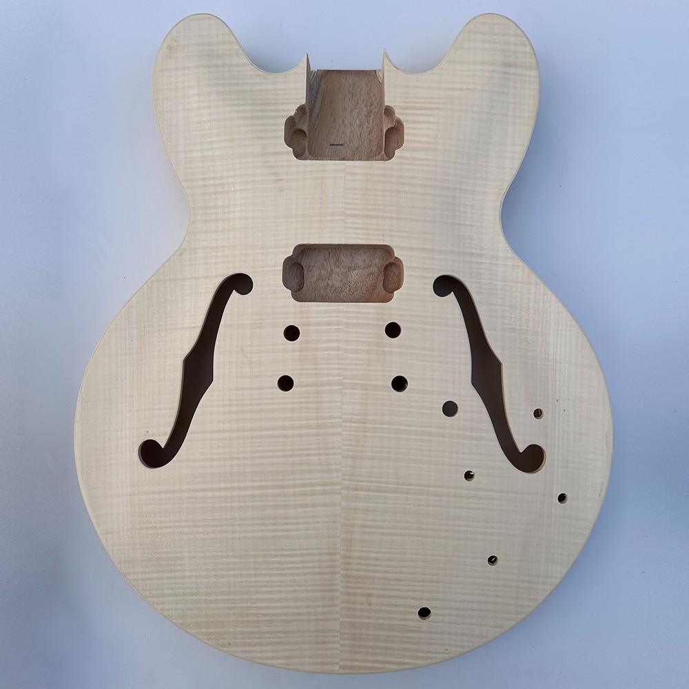 DIY Electric Guitar Kits Bone Nuts Hollow Flamed Maple Top Maple Body FREE SHIP