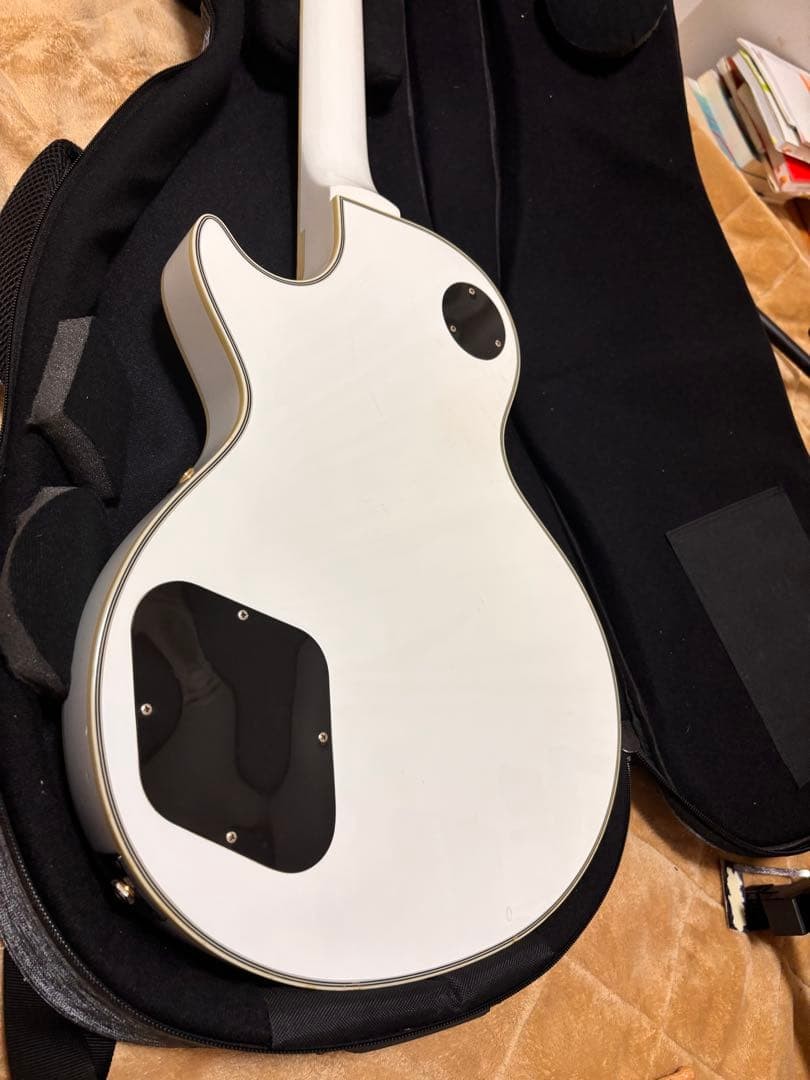 Bunny Burny RLC-55 White Les Paul Custom Electric Guitar with Logo