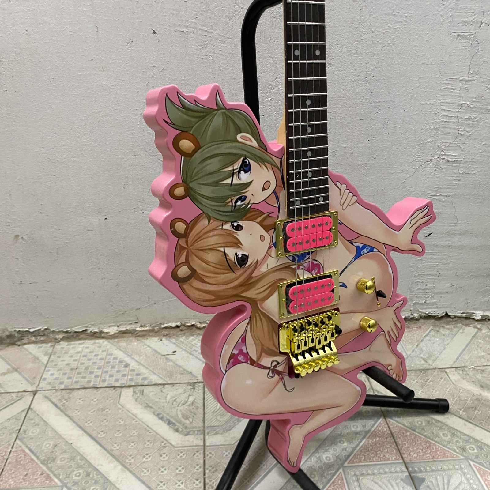 Factory Customized Beauty girls Electric Guitar HH pickups Gold hardware