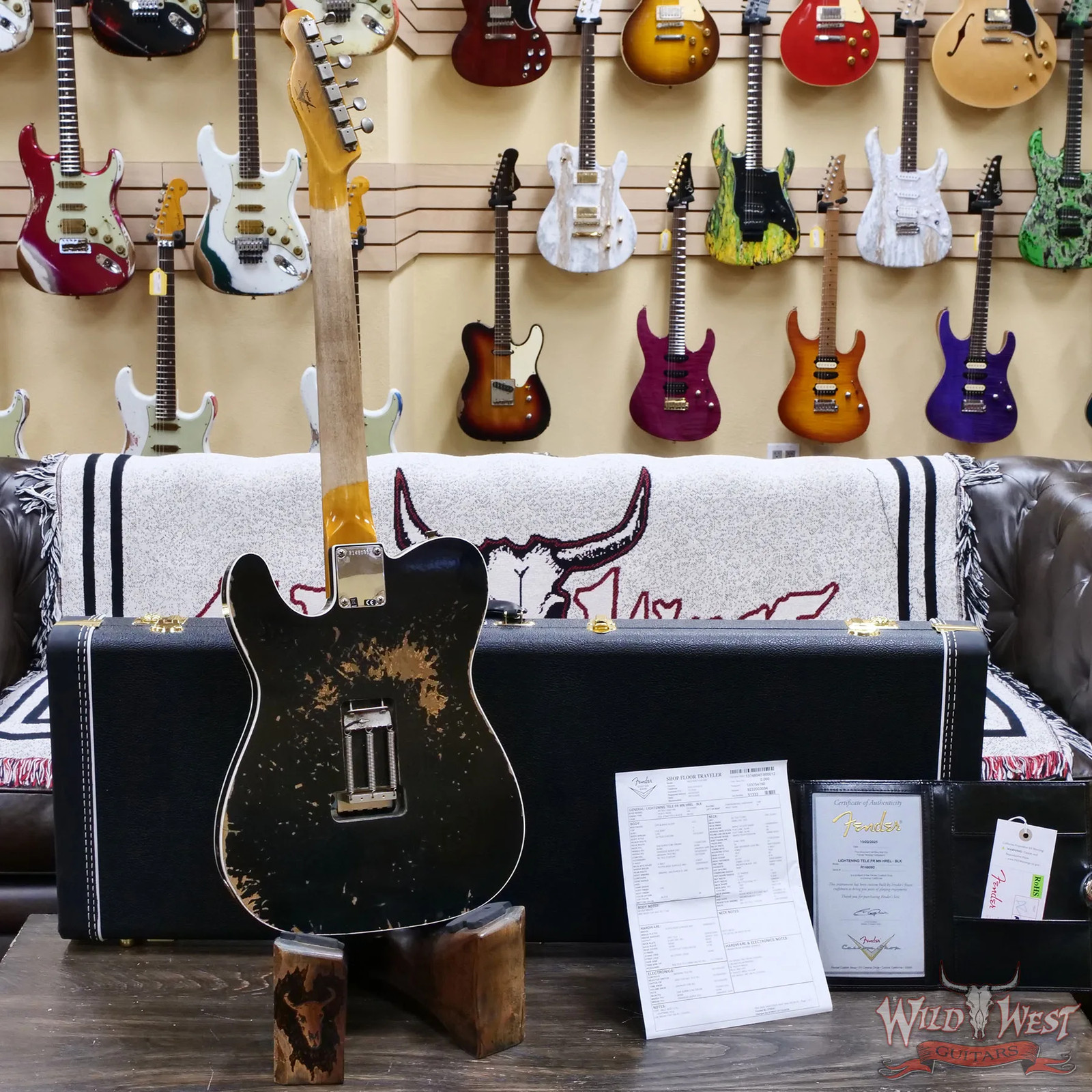 Fender Custom Shop Lightning Telecaster Floyd Rose HH Heavy Relic Black 8.30 lbs