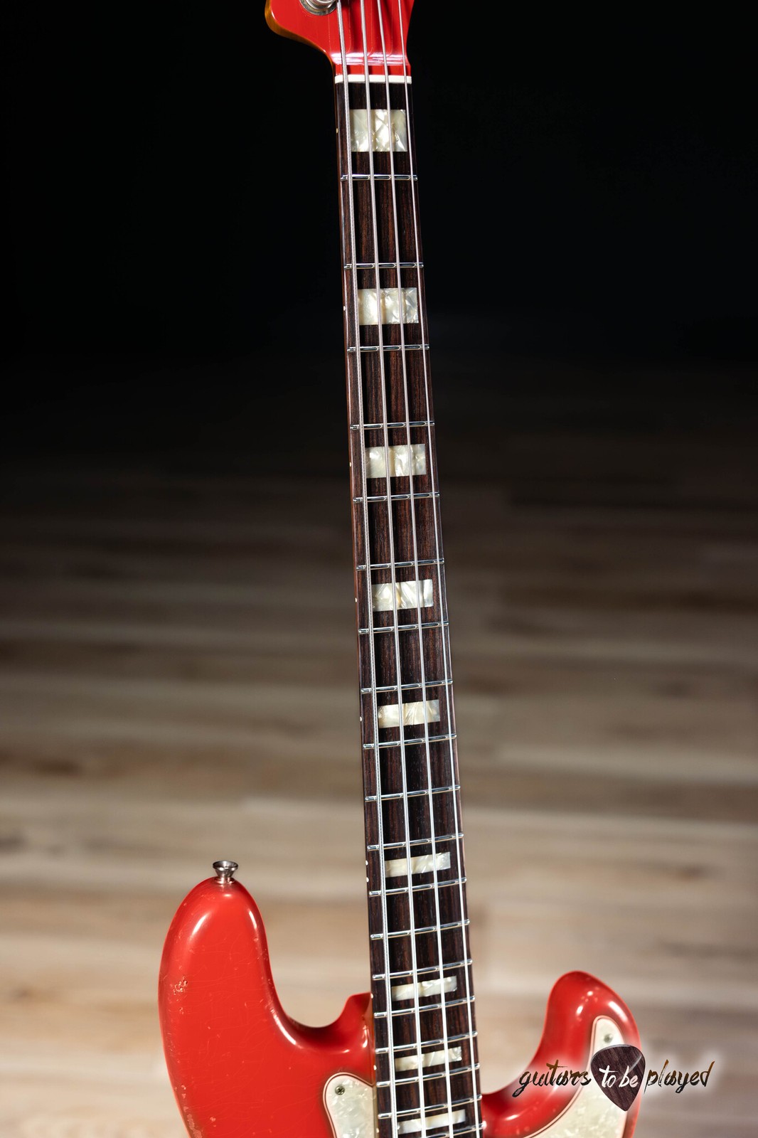 Shabat Panther P-Bass w/ Roasted Flame Maple & Rosewood – Fiesta Red over 3TSB