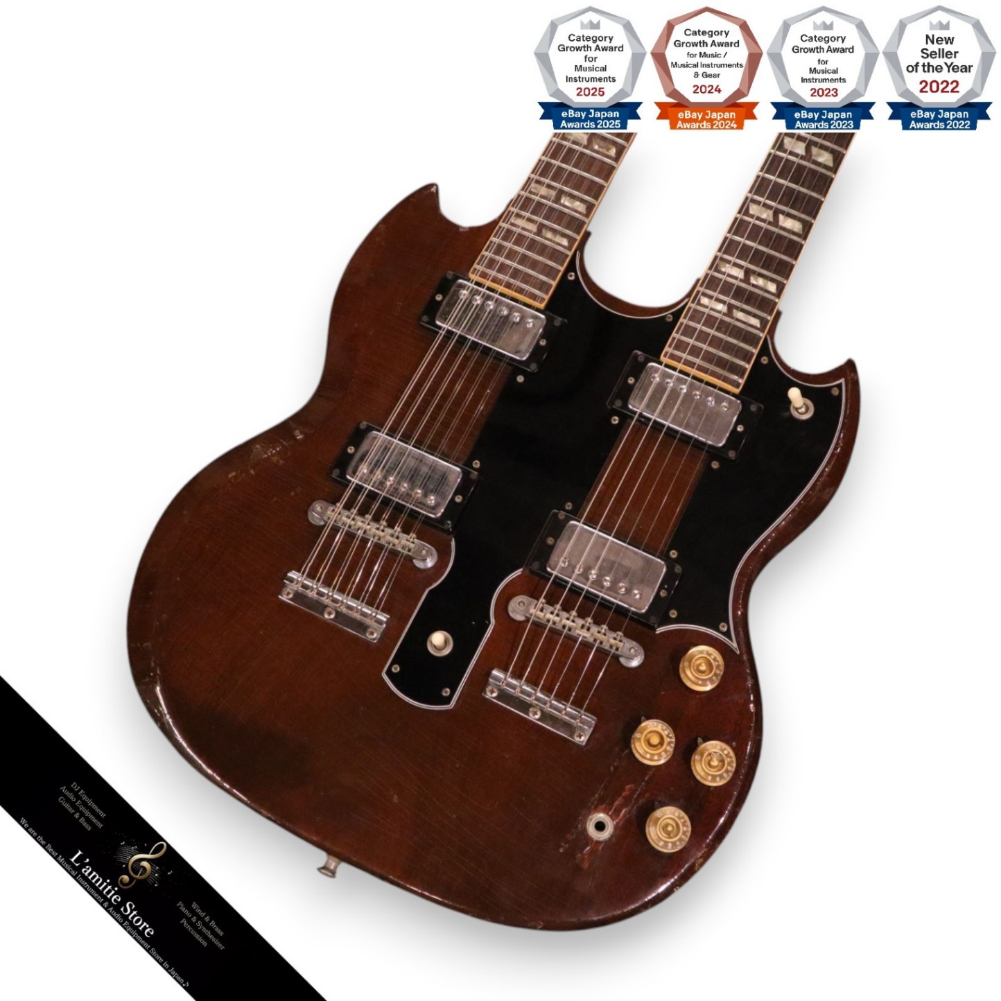 Gibson EDS1275 Double Neck Guitar Walnut 1970s Model 80s Vintage