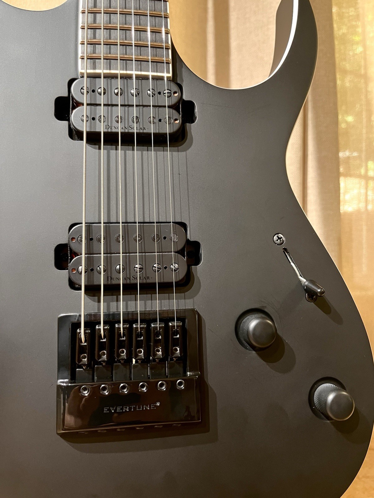 Solar S1.6C+ – Carbon Matte Black Electric Guitar – Evertune Bridge – With Case