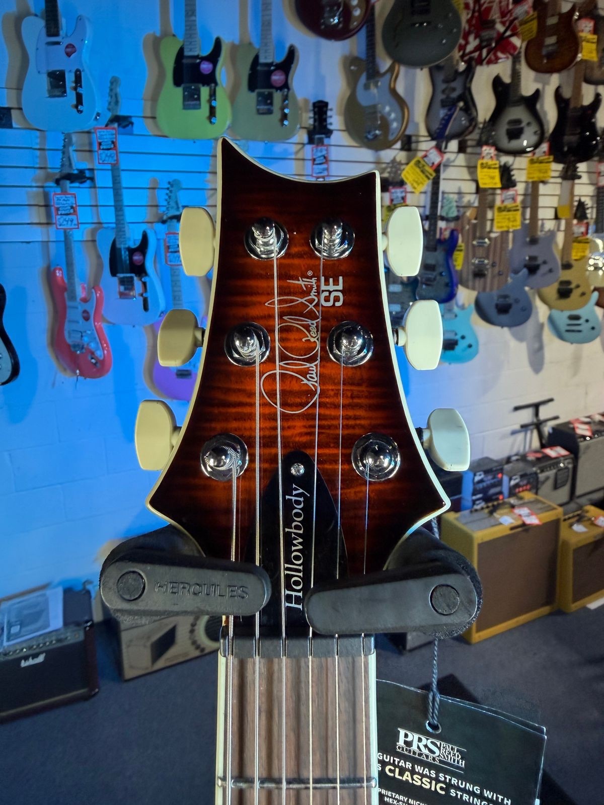 PRS SE Flat Back Hollowbody I Piezo Orange Tiger Smokeburst 465